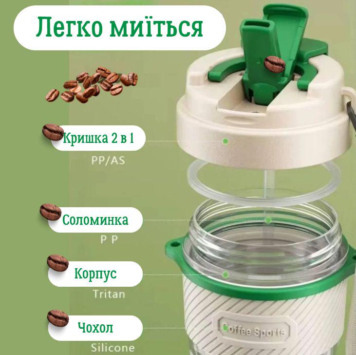 Кружка для горячих и холодных напитков из тритана 550 мл Зеленый (2659484516) - фото 6