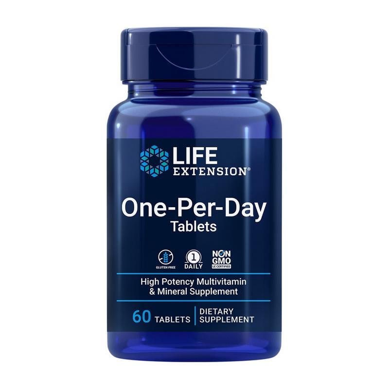 Мультивитамины и минералы с метилфолатом и лютеином Life Extension One-Per-Day 60 табл.