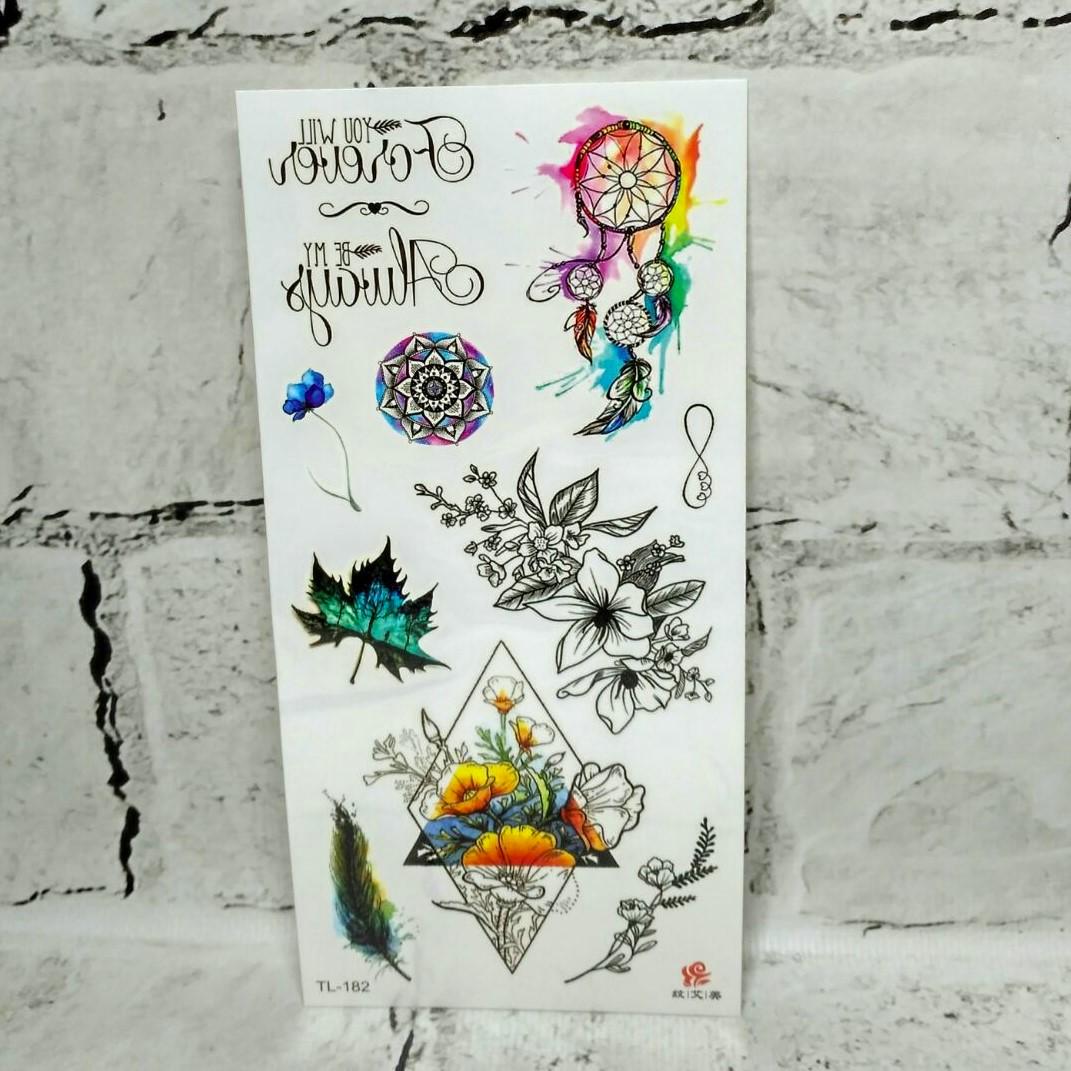 Тату временные Микс лист 9x19 см (TL-182)