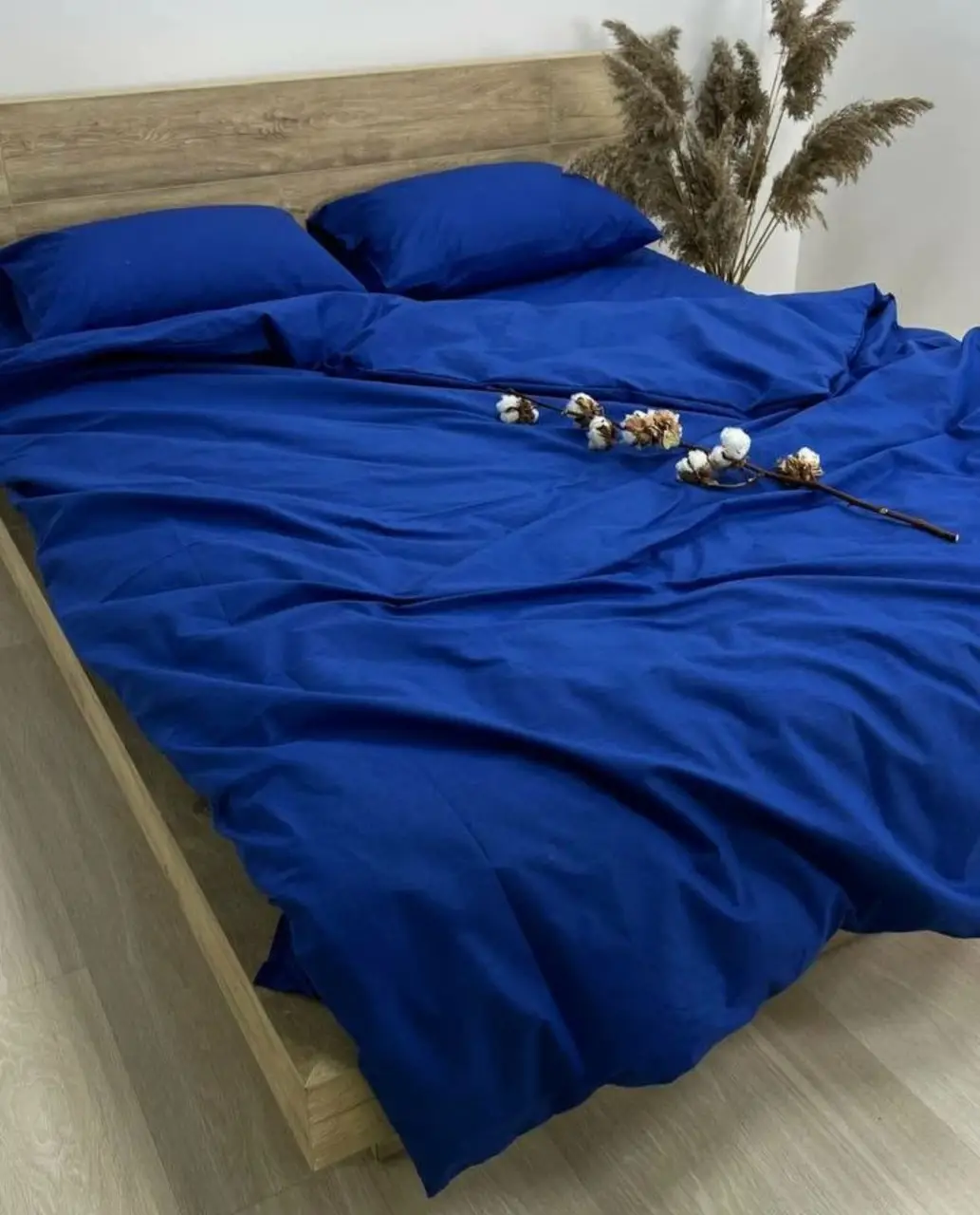 Комплект постільної білизни Ideal Textile однотон двоспальний євро бязь Синій (18553684)