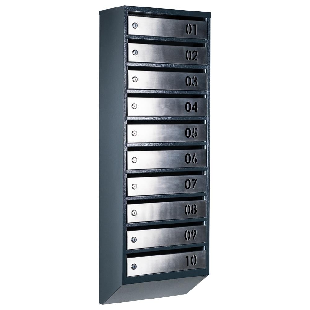 Ящик почтовый многосекционный ЯП10B Антрацитовый/Нержавеющая сталь (24061023)