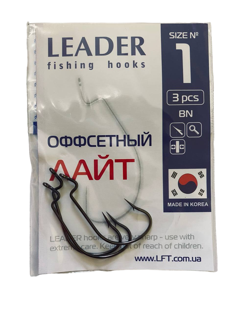 Крючок офсетный Leader Light №1 3 шт. (3147)