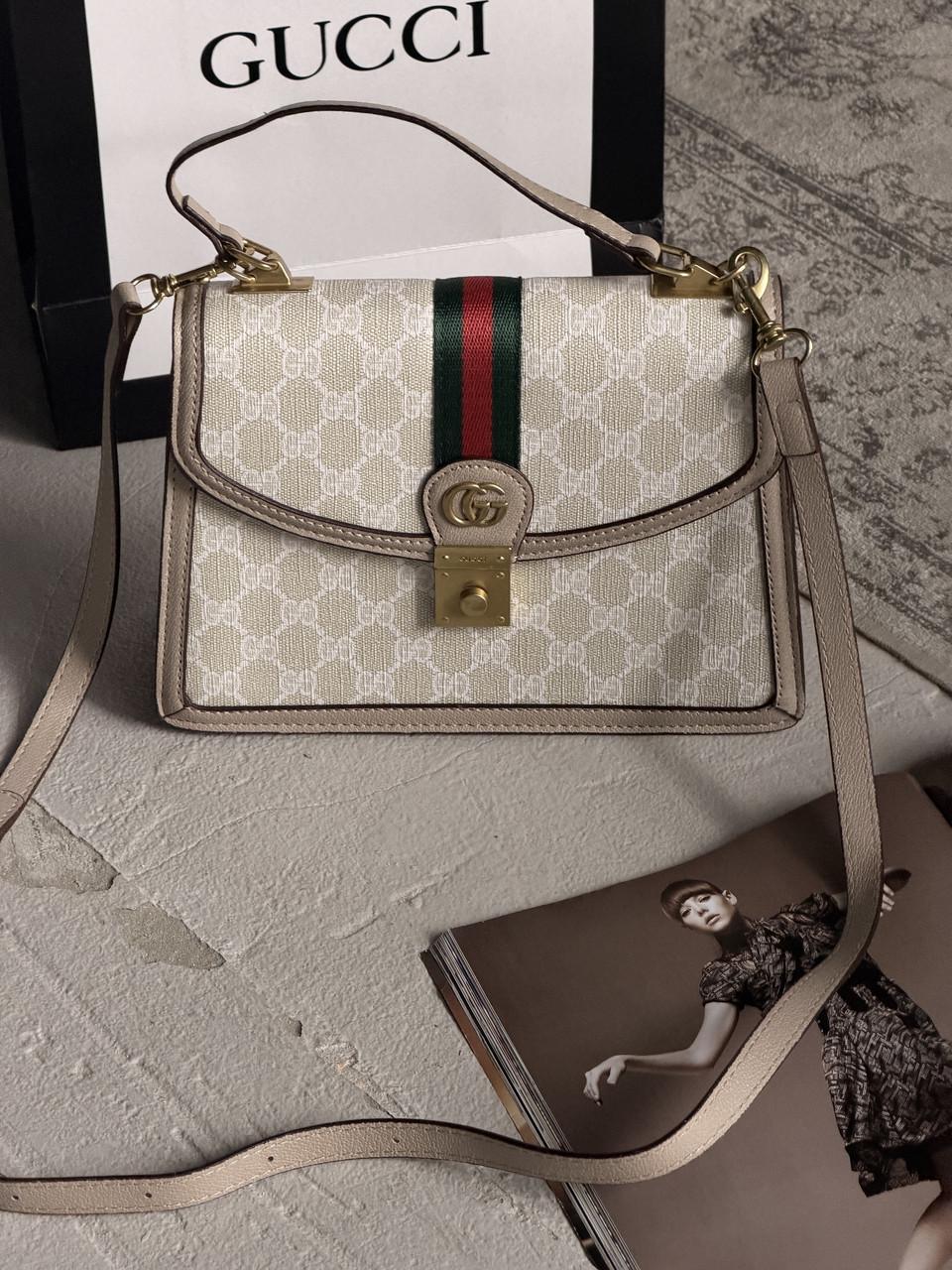 Сумка жіноча Gucci Ophidia Web Small Top Handle Bag через плече Світло-бежевий (3103439025) Сумка жіноча Gucci Ophidia Web Small Top Handle Bag через плече Світло-бежевий (3103439025)