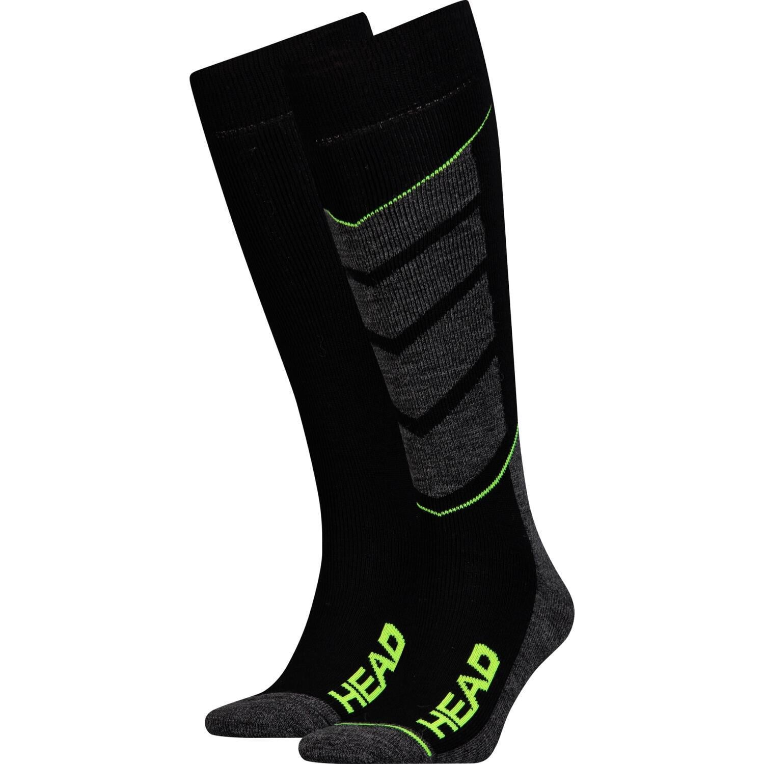 Носки Head UNISEX SKI V-SHAPE KNEEHIGH 2PPK 791004001-817 2 пары р. 35-38 Черно-серо-лаймовый (57046-114)