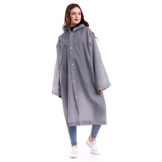 Плащ-дощовик на кнопках з капюшоном EVA з паяними швами Raincoat Сірий (2886)