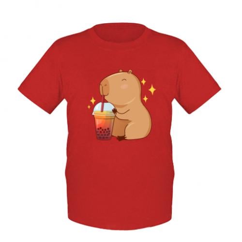Футболка дитяча Капібара - Bubble tea 116 см Червоний (17948173-3-204574-XS)