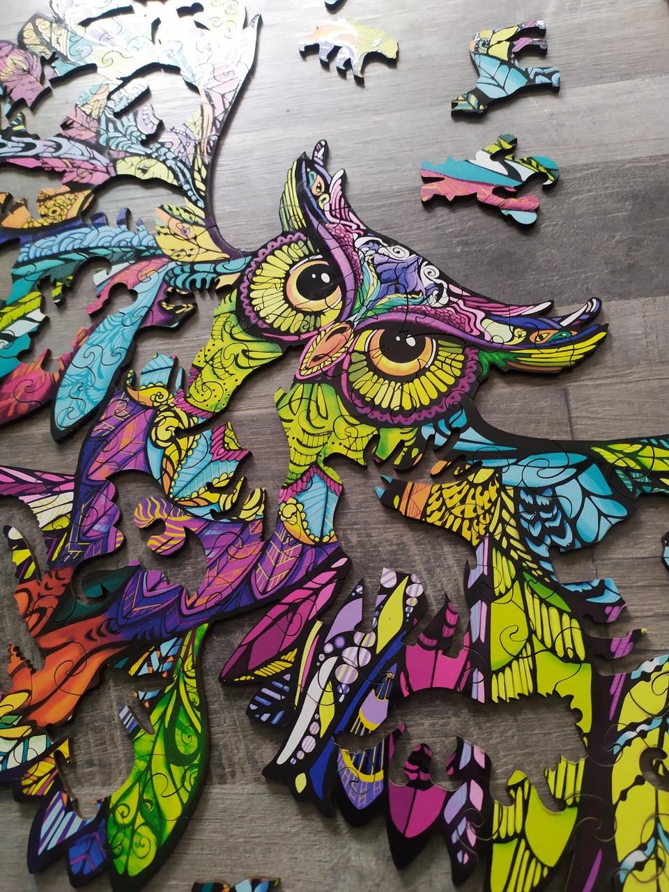 Дерев'яний пазл Сова із фрагментами у формі звірів 49х25 см (1430637009) - фото 3 Дерев'яний пазл Сова із фрагментами у формі звірів 49х25 см (1430637009) - фото 3