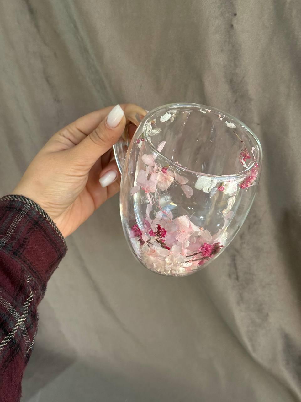 Чашка з подвійним дном Olens Рожева чарівність із сухоцвітами 350 мл (102-1251) - фото 2 Чашка з подвійним дном Olens Рожева чарівність із сухоцвітами 350 мл (102-1251) - фото 2