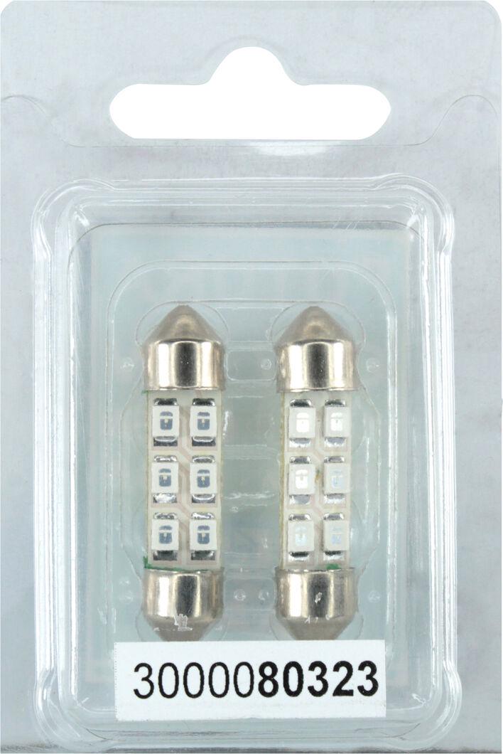 Лампочка FUTURA 2-х цокольная LED T11 C8W SMD 6 диодов 24 V-0,7 Вт SV8.5-8 35 мм 2 шт. Зеленый (80323)