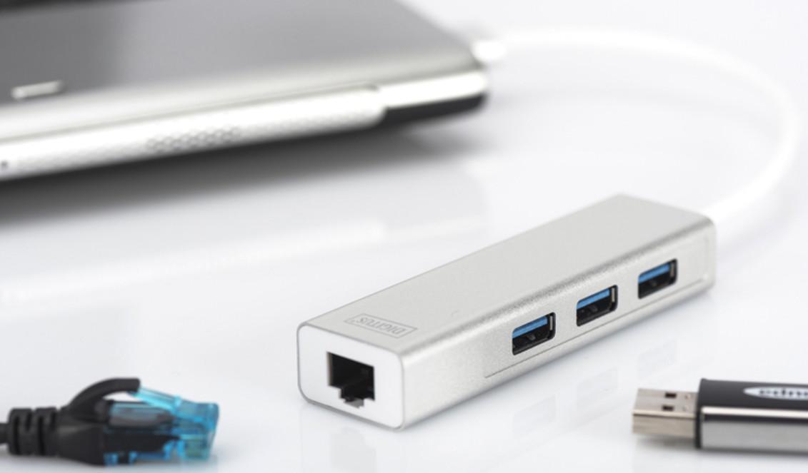 Концентратор USB Digitus USB 3.0 3xUSB 1xLAN Gigabit - фото 4