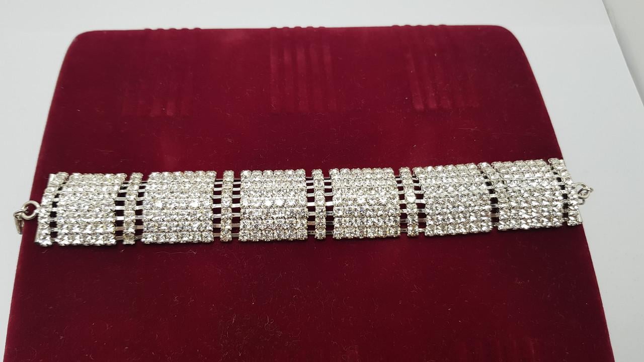 Браслет женский с кристаллами 23 мм 8 рядов камней Серебристый с белым (1832868783) Браслет женский с кристаллами 23 мм 8 рядов камней Серебристый с белым (1832868783)