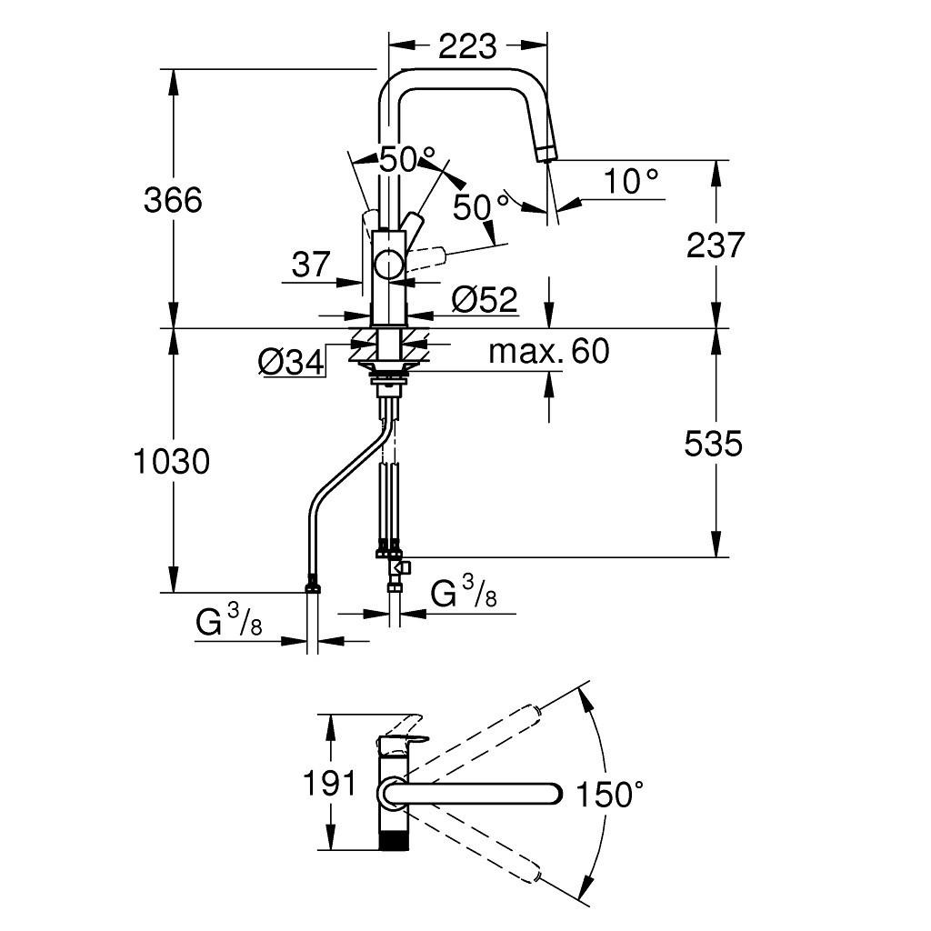 Змішувач Grohe Blue Pure Eurosmart (30583000) - фото 3 Змішувач Grohe Blue Pure Eurosmart (30583000) - фото 3
