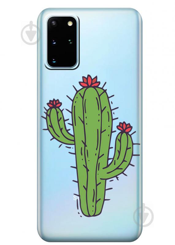 Прозрачный силиконовый чехол iSwag для Samsung Galaxy S20 Plus Тропический кактус (M1086)