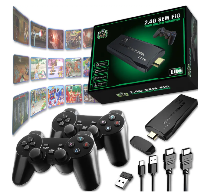 Игровая приставка Game Stick Lite M8 64GB 4K на 10000 игр и 2 беспроводных джойстика/ретро консоль HDMI для телевизора (3162984992)