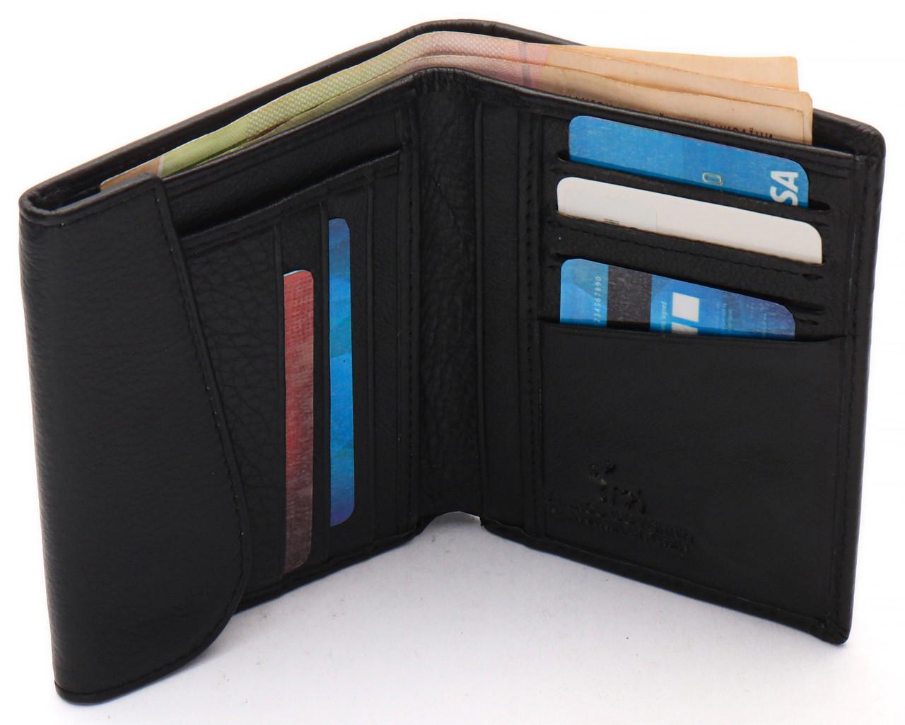 Кошелек мужской Marco Coverna вертикального типа из натуральной кожи на магните Черный (MC-1286) - фото 5 Кошелек мужской Marco Coverna вертикального типа из натуральной кожи на магните Черный (MC-1286) - фото 5