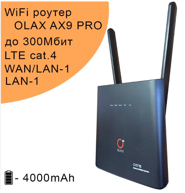 Роутер стаціонарний OLAX AX9 PRO WI-FI 3G/4G LTE 4000 мАг та безлімітний стартовий пакет Vodafone інтернет - фото 2