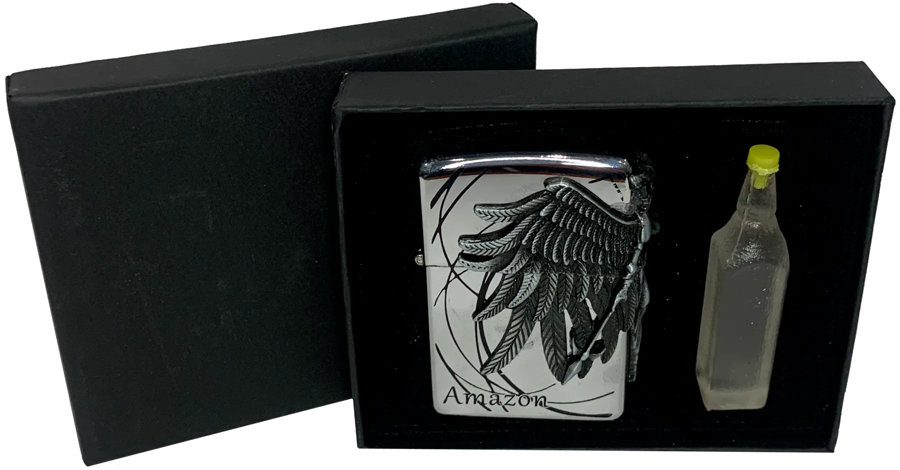 Зажигалка Amazon бензиновая в подарочной коробке и баллончик бензина