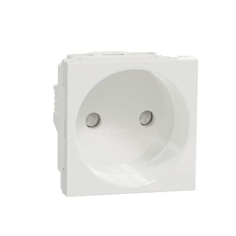 Розетка Schneider Electric PC Unica бес з/к с шторками 16А винтовые зажимы 2 модули Белый (NU303318)