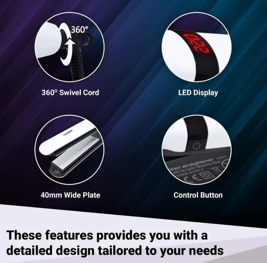 Плойка-випрямляч VGR V-511 з LCD дисплеєм турмалінове покриття для вирівнювання волосся (2390000044) - фото 15 Плойка-випрямляч VGR V-511 з LCD дисплеєм турмалінове покриття для вирівнювання волосся (2390000044) - фото 15