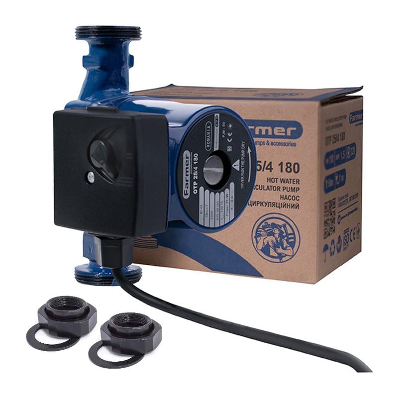 Насос циркуляционный Farmer 25/4-180 71 Вт H 4 м Q 40 л/мин с гайками