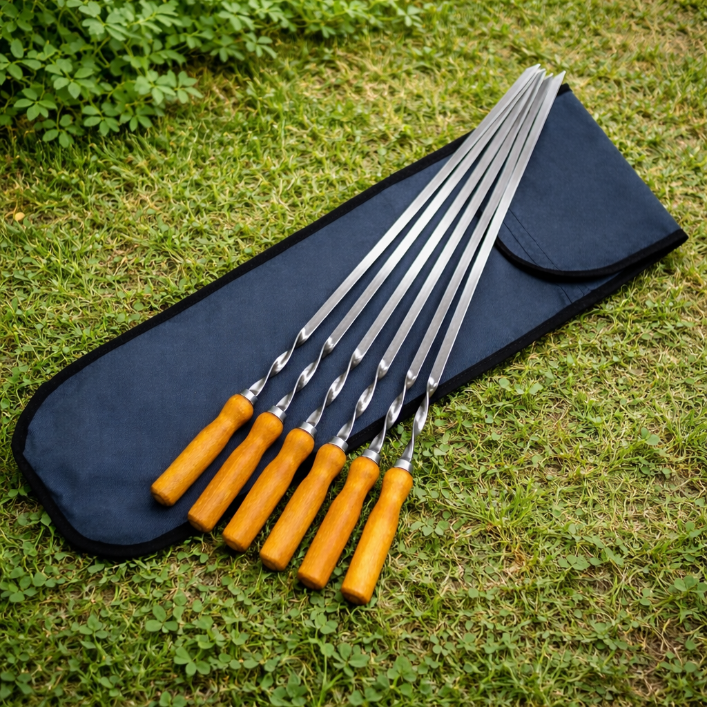 Набор шампуров Jooki с деревянной рукояткой 580х10х3 мм 6 шт. в чехле (10186)