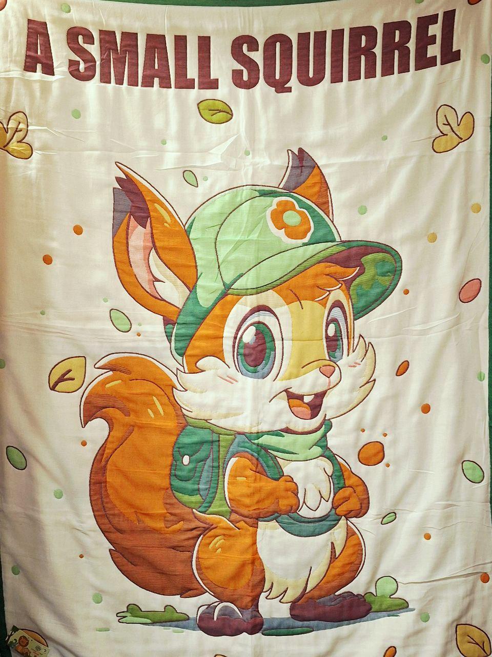 Покрывало двухстороннее муслиновое Malloory Home Маленькая белка 120x150 см (2251)