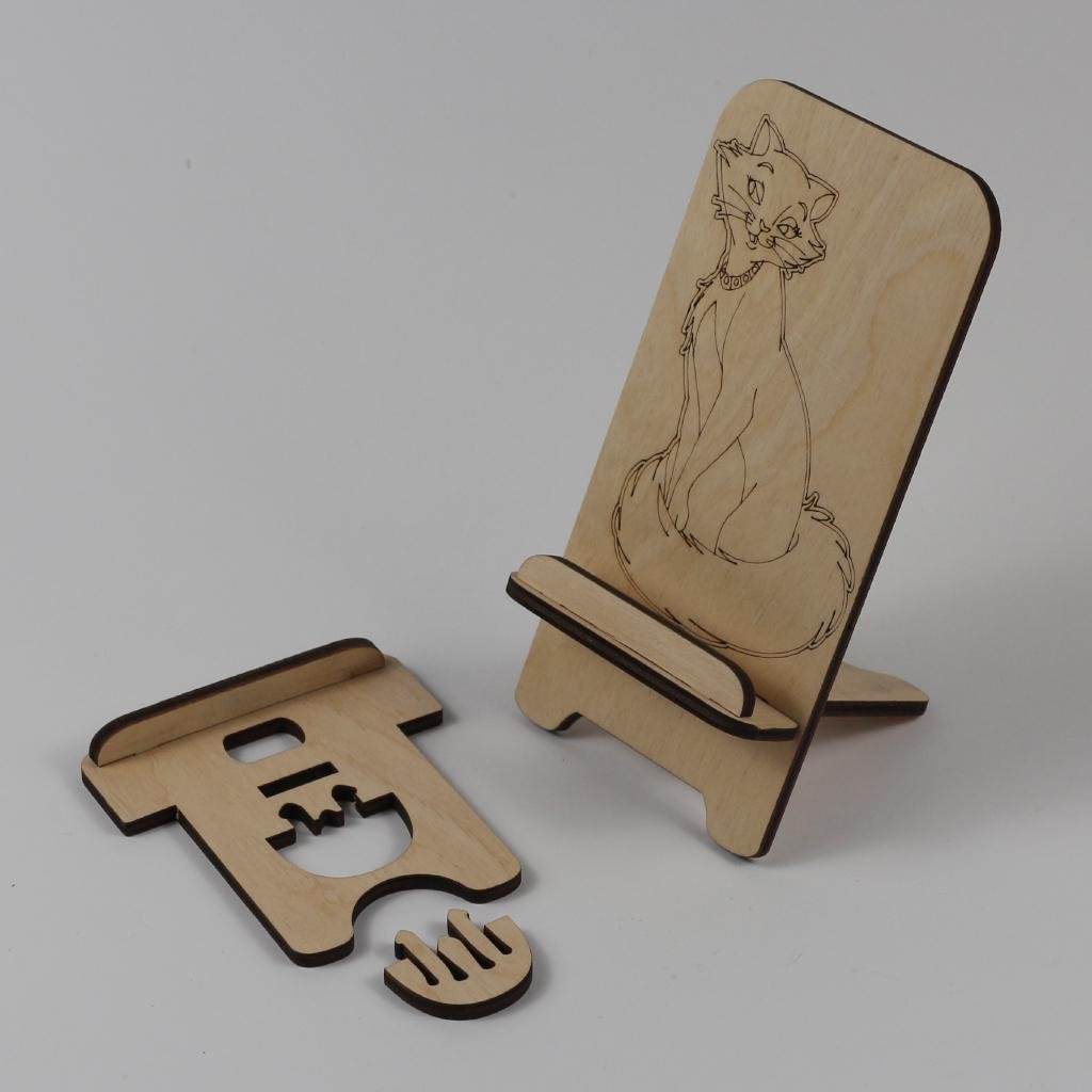 Підставка-тримач для телефону з дерева котик 117 (03020114) - фото 2 Підставка-тримач для телефону з дерева котик 117 (03020114) - фото 2