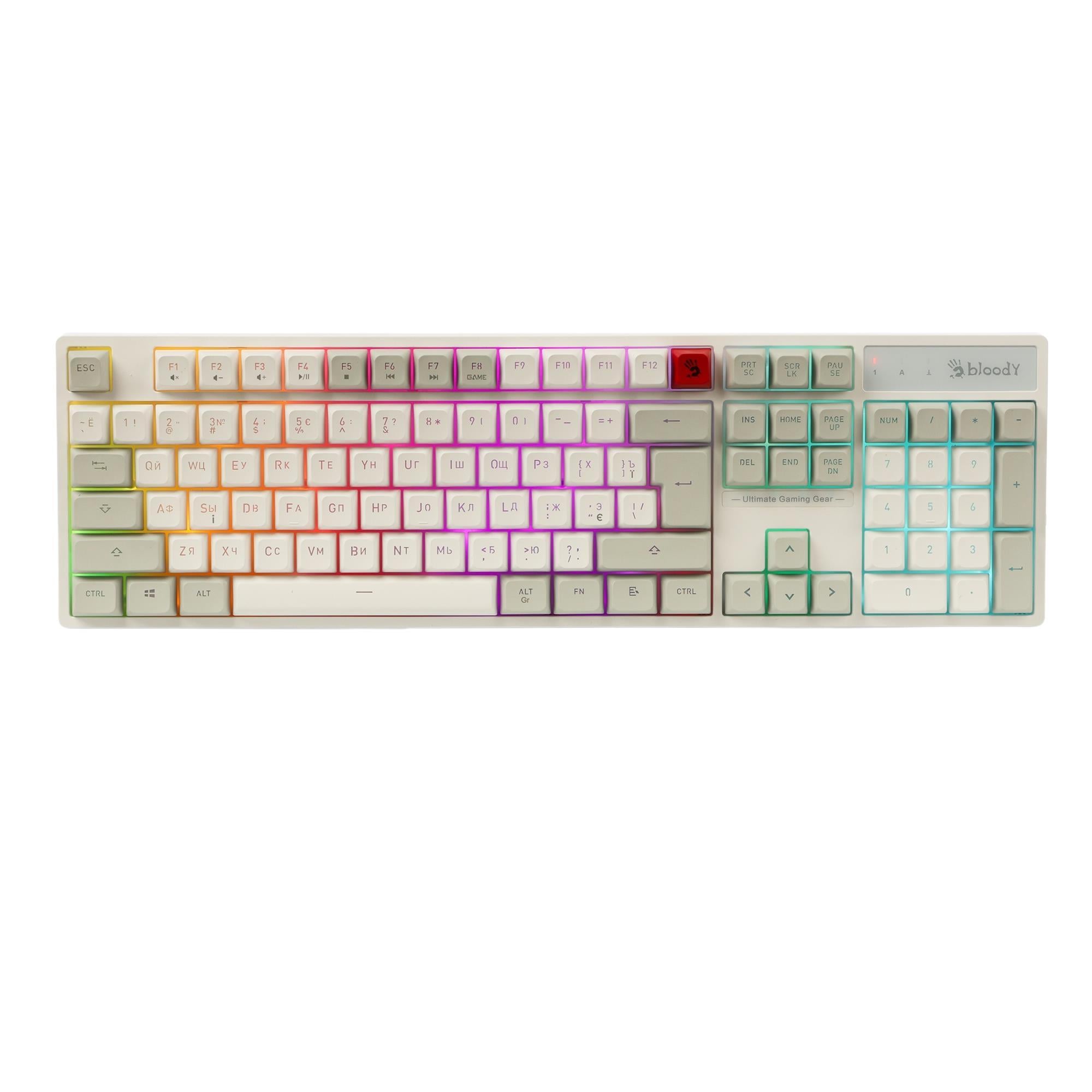 Клавиатура игровая мембранная BLOODY B230N 104 клавиши USB RGB White (35227312)