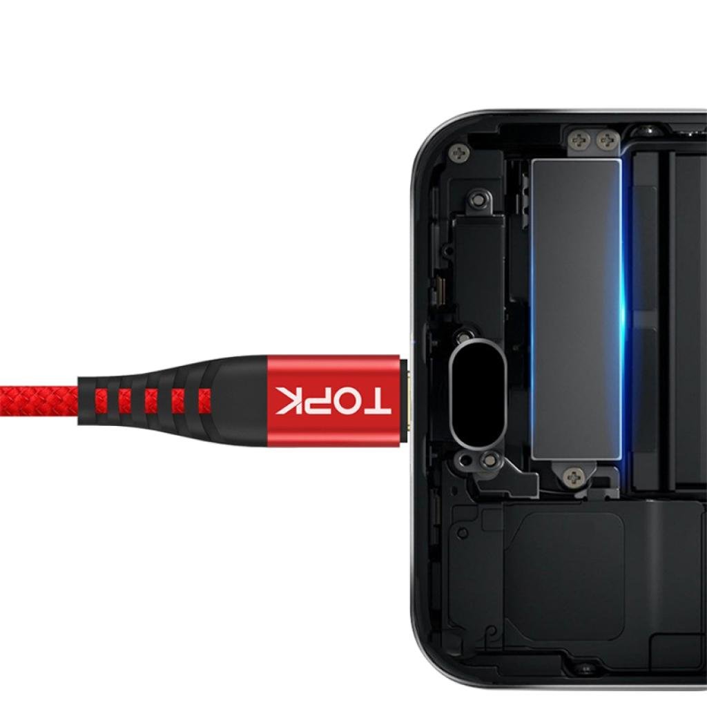 Кабель Topk MicroUSB 2 м Red (1378282) - фото 2