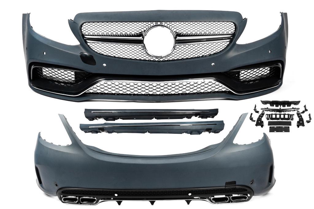Комплект обвесов с полным задним бампером GBT для Mercedes C-сlass W205 2014-2021 гг. пластик Под покраску