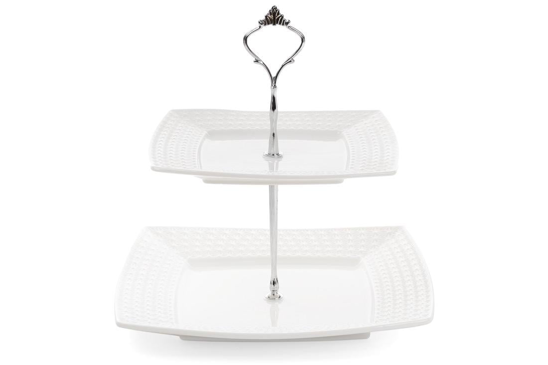 Фруктовница фарфоровая двухъярусная квадратная BonaDi 24 см (988-142)