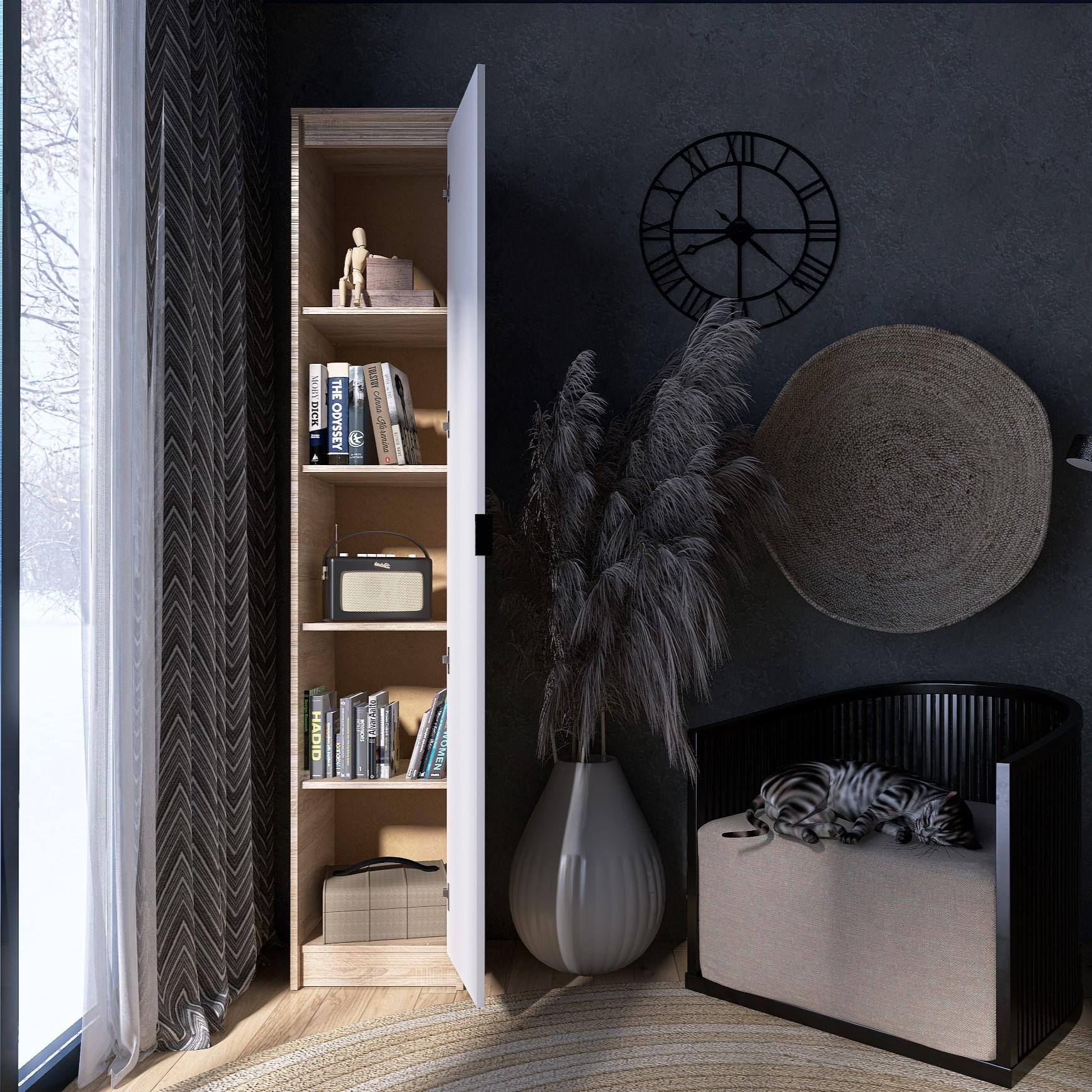 Пенал Everest Сіті 400 закритий 402х380х2046 мм Сонома/Білий (11423) - фото 3