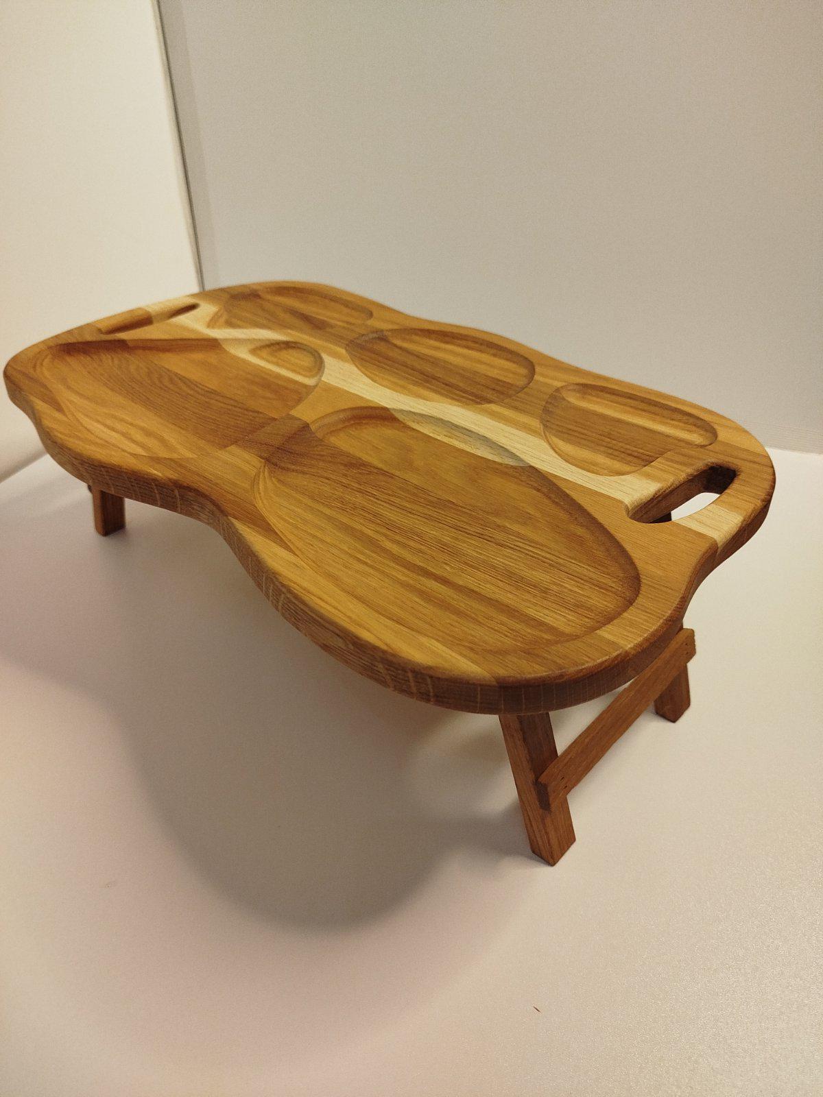 Поднос-столик раскладной дубовый 49х29 см Коричневый (29737969)