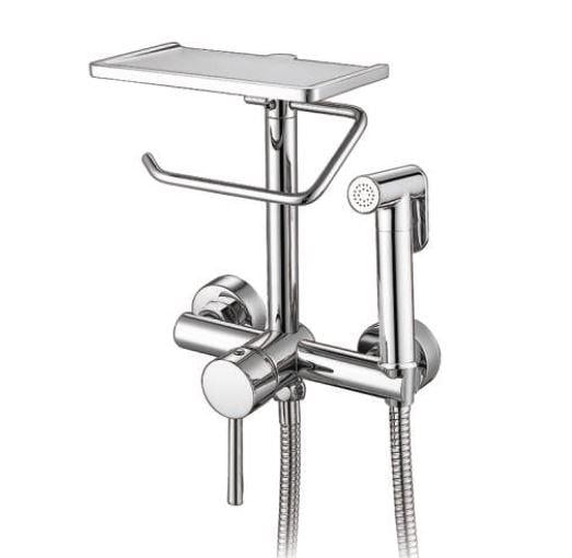 Гігієнічний душ зі змішувачем Frap F7515 з поличкою і тримачем паперу Хром (35676) Гігієнічний душ зі змішувачем Frap F7515 з поличкою і тримачем паперу Хром (35676)