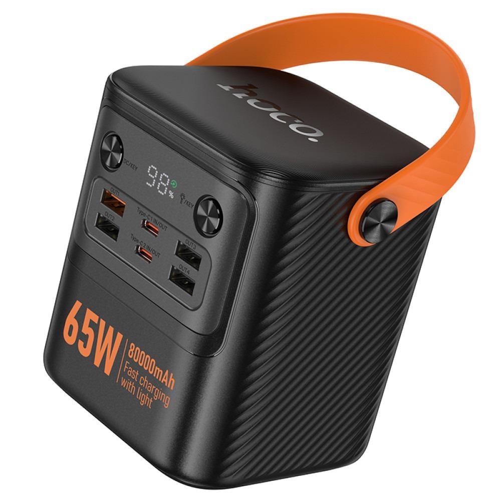 Повербанк Hoco J152 Pro фонарик для ноутбука 80000 mAh 65W Черный (HJ152P7)