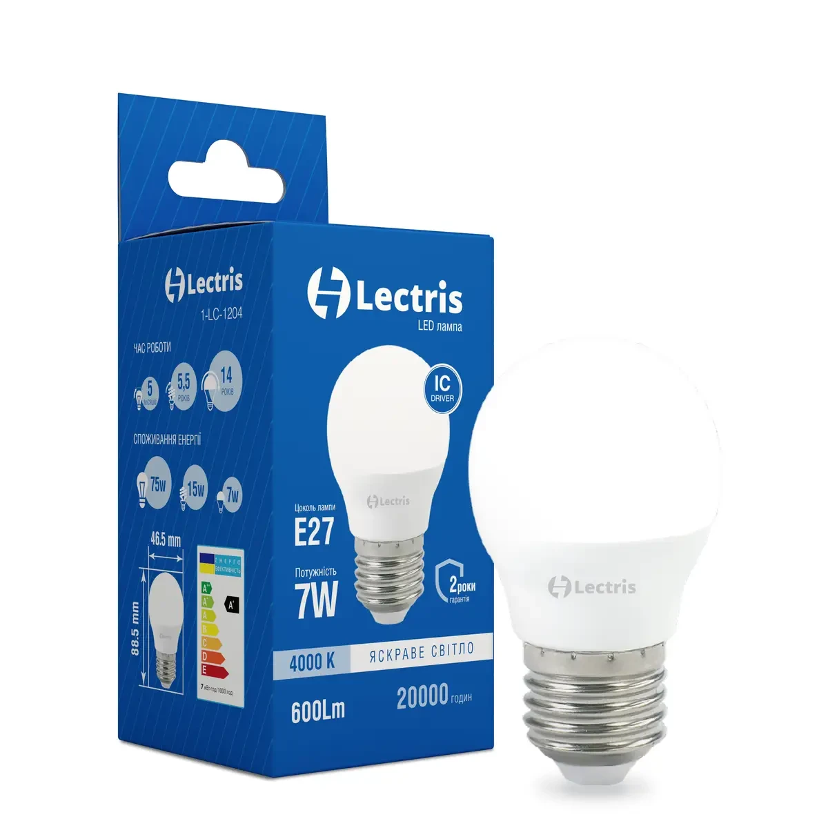 Светодиодная лампа Lectris G45 7W 4000K 220V E27 1-LC-1204 (3100550639) Светодиодная лампа Lectris G45 7W 4000K 220V E27 1-LC-1204 (3100550639)