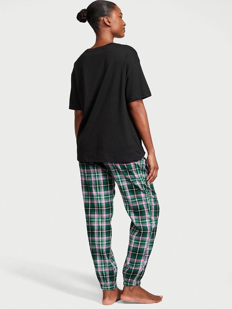 Піжама Victoria's Secret Flannel Jogger Tee-Jama футболка/штани XS Зелений (2095028556) - фото 2