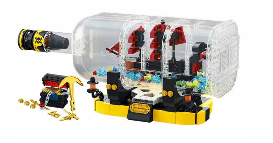 Конструктор Jie Star Корабль в бутылке с LED-подсветкой 852 детали (KO-32)