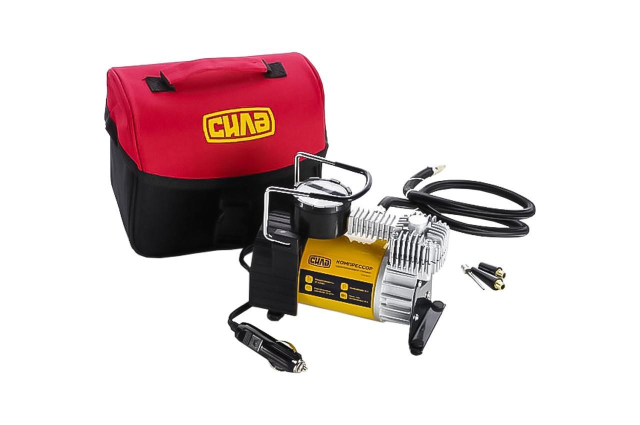 Миникомпрессор автомобильный Сила 12 В x 10 бар x 35 л/мин однопоршневой автостоп (2298606719)