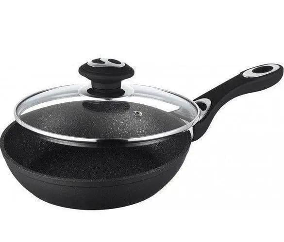 Сковорода Bohmann з 3-шаровим мармуровим покриттям зі скляною кришкою 28 см (BH 9512-28)