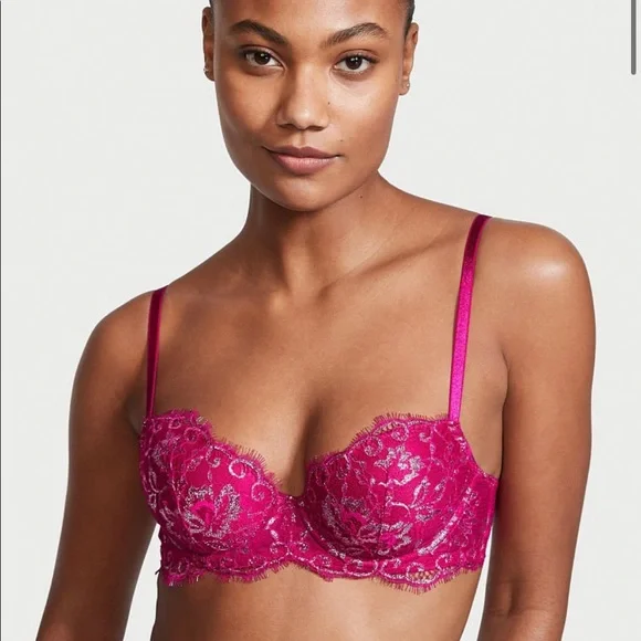 Бюстгальтер мереживний без пуш ап Victoria's Secret Dream Angels Allure Lace Demi Bra 80С Рожевий (20227741)