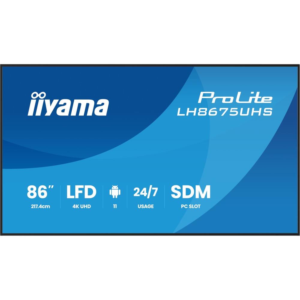 Информационный дисплей Iiyama ProLite LH8675UHS-B2AG IPS 4K UHD 500 кд/м² 8 мс Android 11 Black (34417010)