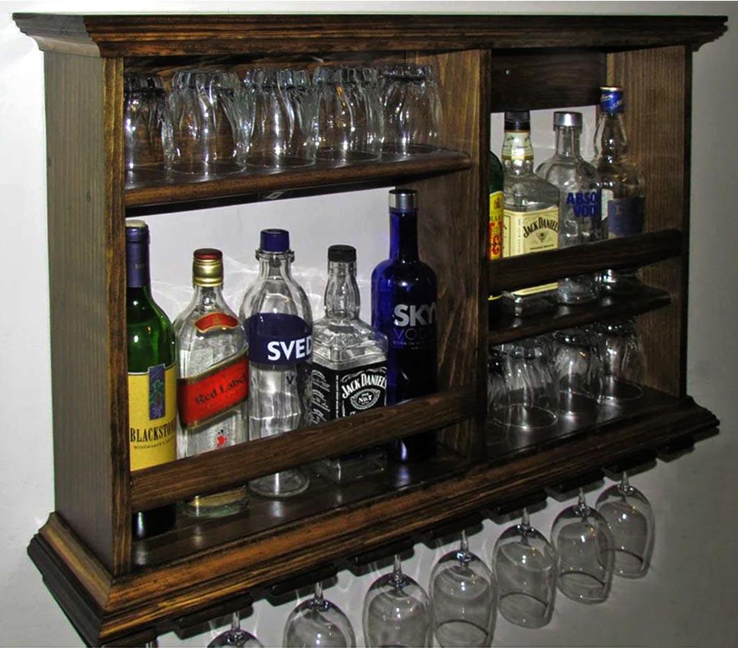 Полка для вина настенная из дерева Ситара Капучино (ПНК-008909)