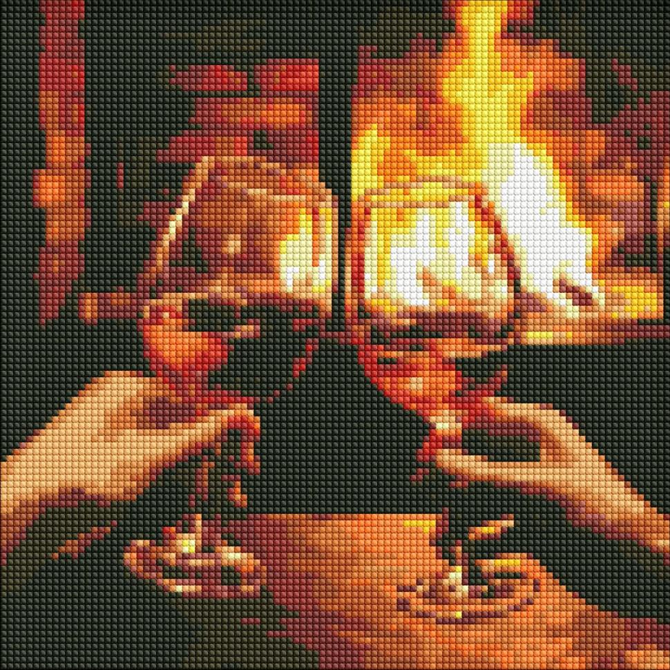 Алмазная мозаика Идейка Греемся у камина 30x30 см (AMC7851)