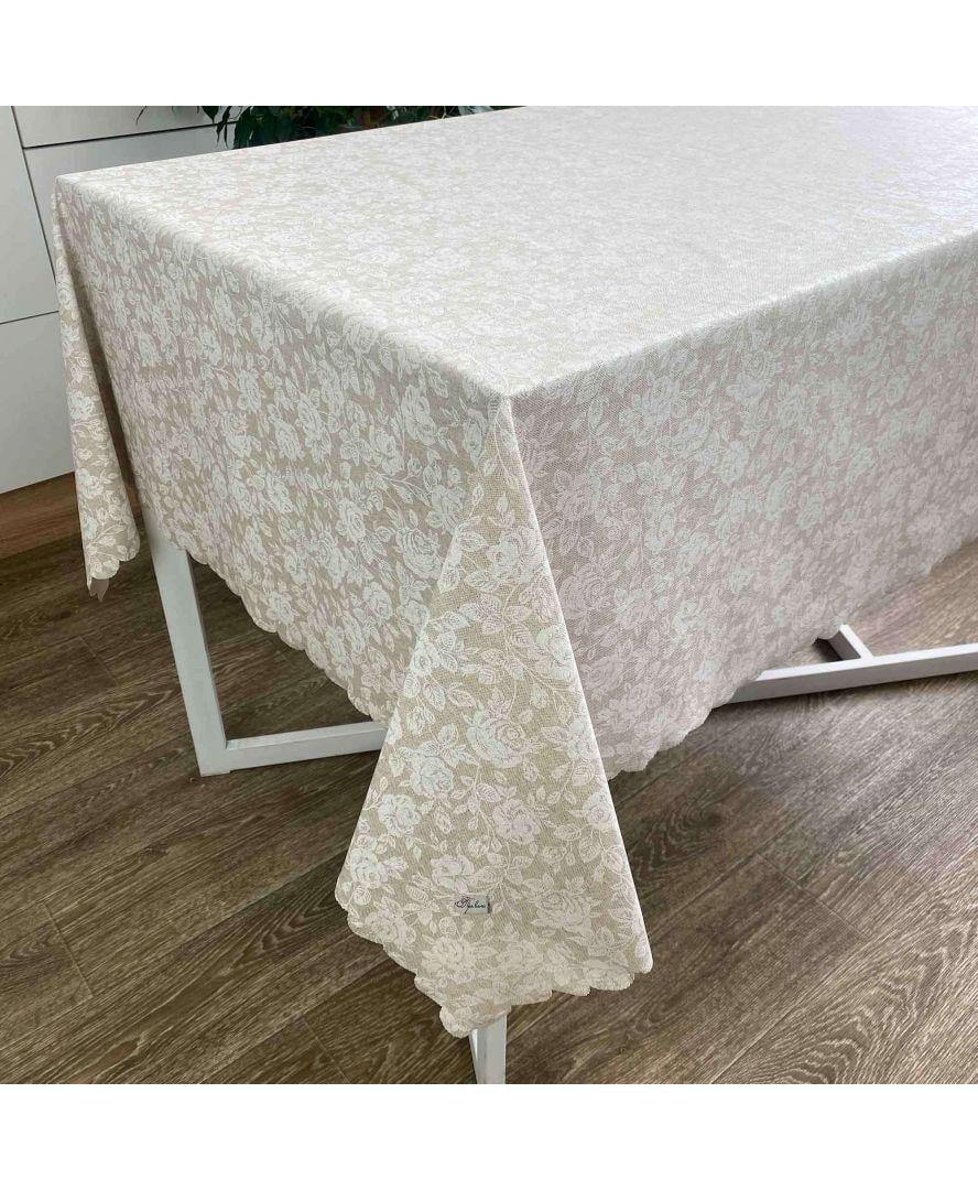 Скатерть водоотталкивающая Simfoni 180x136 White Rose