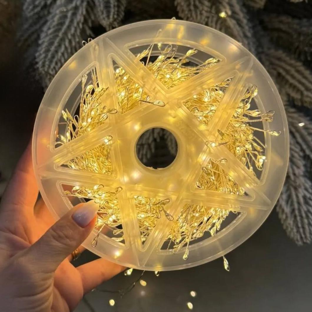 Гірлянда світлодіодна мішура Роса 50 м 1500 LED 220V 8 режимів Теплий білий - фото 2 Гірлянда світлодіодна мішура Роса 50 м 1500 LED 220V 8 режимів Теплий білий - фото 2