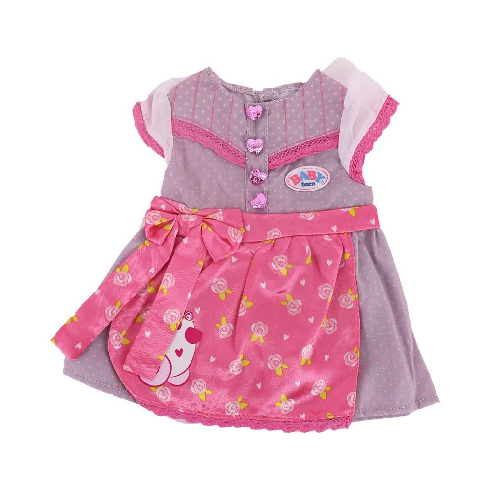 Одежда для куклы Baby Born Платье с бантом и сердечками 43 см Розово-серый (8986)