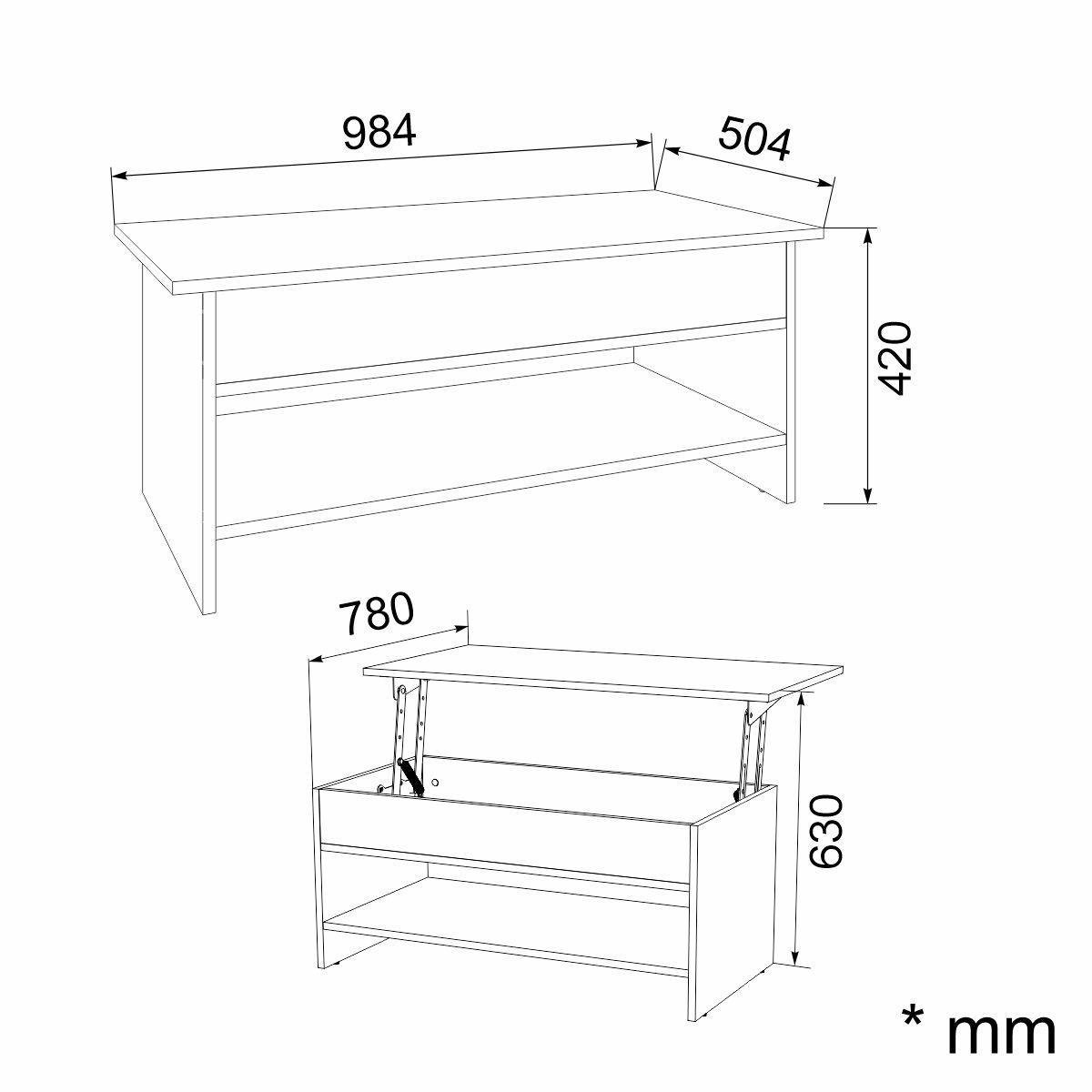 Стол-трансформер журнальный Компанит 98,4х50,4х42 см Дуб сонома (24835832) - фото 3