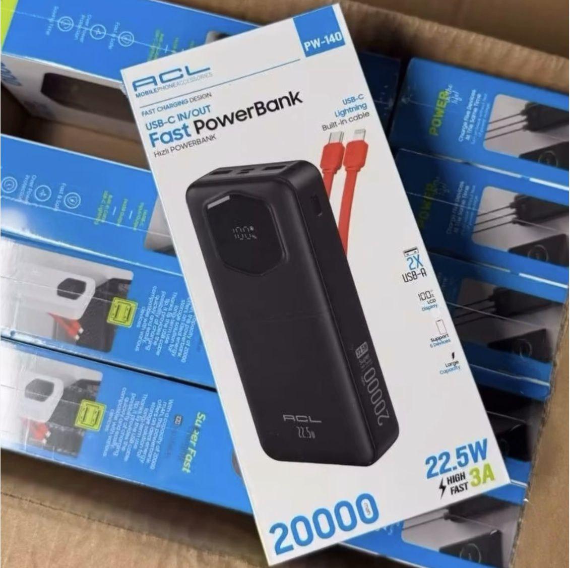 Powerbank ACL PW-140 20000 mAh с быстрой зарядкой 22,5W и встроенными кабелями - фото 4 Powerbank ACL PW-140 20000 mAh с быстрой зарядкой 22,5W и встроенными кабелями - фото 4