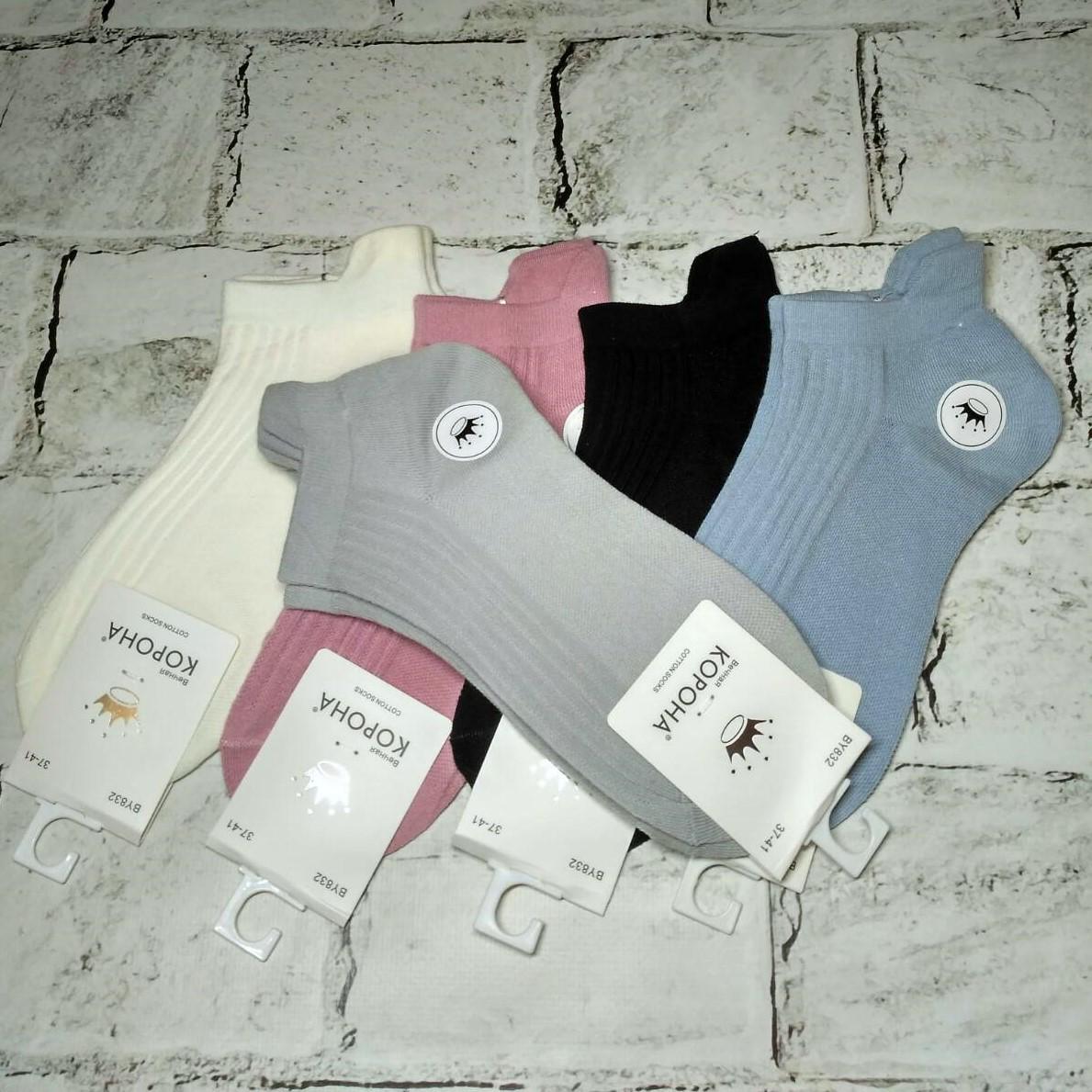 Набор женских носков хлопковые короткие с язычком В рубчик 5 пар р. 37-41 Разноцветный (BY832)